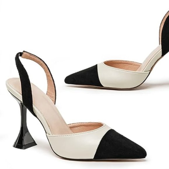 Coutgo Shoes - Women's Slingback Pumps Pointed Toe Party Shoes